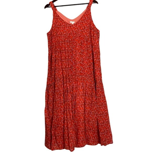 Joie Red & Pink Sleeveless Tiered Maxi Dress XL 100% Cotton Lightweight Boho Sty - Picture 1 of 8